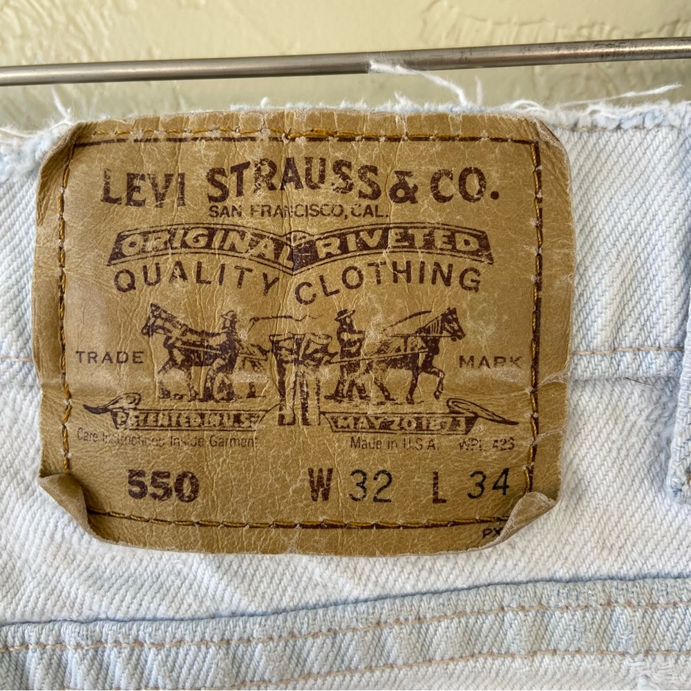 Vintage 70s Mens 32x34 Levi’s 550 Light Wash Orange Tab Distressed Denim Jeans - Picture 5 of 14
